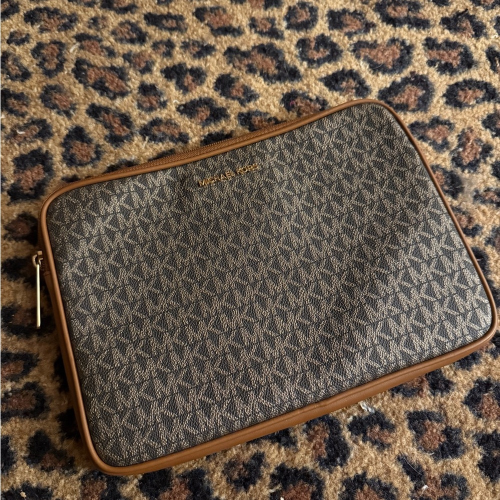Michael Kors Signature Gray and Brown Laptop Bag